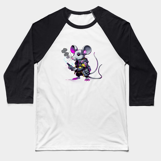 Funny CyperMouse Super Mouse Baseball T-Shirt by UnReal-Graphics